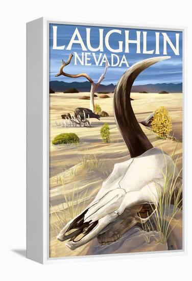 Cow Skull - Laughlin, Nevada-Lantern Press-Framed Stretched Canvas