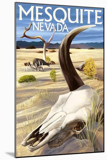 Cow Skull - Mesquite, Nevada-Lantern Press-Mounted Art Print