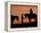 Cowboy and Cowgirl Silhouetted on a Ridge in the Big Horn Mountains, Wyoming, USA-Joe Restuccia III-Framed Premier Image Canvas