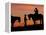 Cowboy and Cowgirl Silhouetted on a Ridge in the Big Horn Mountains, Wyoming, USA-Joe Restuccia III-Framed Premier Image Canvas