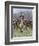 Cowboy and His Horse Caught in a Cattle Stampede, c.1800-null-Framed Giclee Print