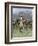 Cowboy and His Horse Caught in a Cattle Stampede, c.1800-null-Framed Giclee Print