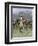 Cowboy and His Horse Caught in a Cattle Stampede, c.1800-null-Framed Giclee Print