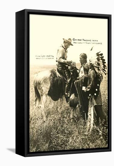 Cowboy and Indians Trading-null-Framed Stretched Canvas