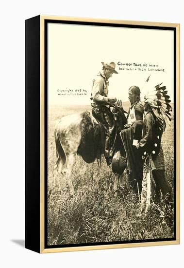 Cowboy and Indians Trading-null-Framed Stretched Canvas