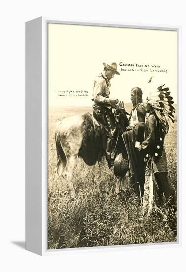 Cowboy and Indians Trading-null-Framed Stretched Canvas