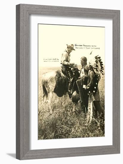 Cowboy and Indians Trading-null-Framed Art Print