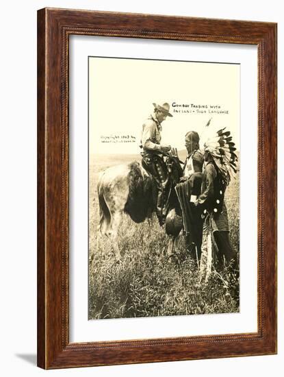 Cowboy and Indians Trading-null-Framed Art Print