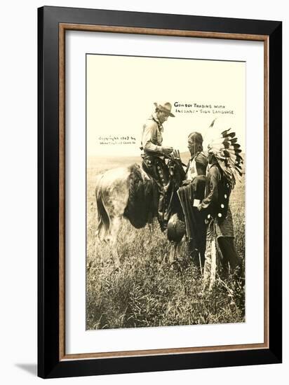Cowboy and Indians Trading-null-Framed Art Print
