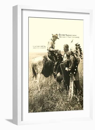 Cowboy and Indians Trading-null-Framed Premium Giclee Print