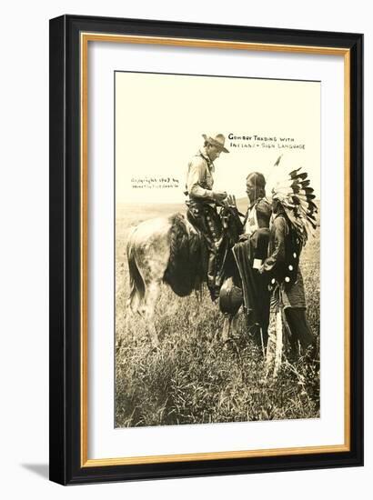 Cowboy and Indians Trading-null-Framed Premium Giclee Print