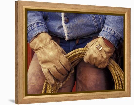 Cowboy and Rope, Ponderosa Ranch, Seneca, Oregon, USA-Darrell Gulin-Framed Premier Image Canvas