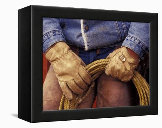 Cowboy and Rope, Ponderosa Ranch, Seneca, Oregon, USA-Darrell Gulin-Framed Premier Image Canvas