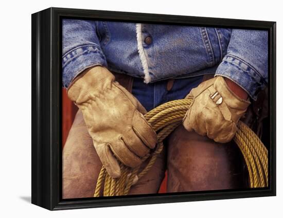 Cowboy and Rope, Ponderosa Ranch, Seneca, Oregon, USA-Darrell Gulin-Framed Premier Image Canvas