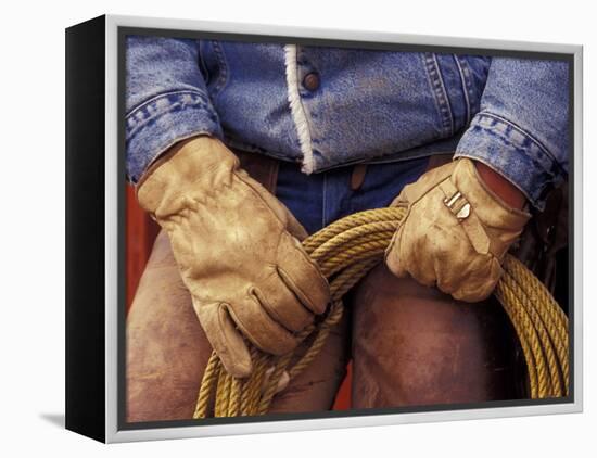 Cowboy and Rope, Ponderosa Ranch, Seneca, Oregon, USA-Darrell Gulin-Framed Premier Image Canvas