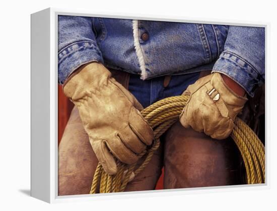 Cowboy and Rope, Ponderosa Ranch, Seneca, Oregon, USA-Darrell Gulin-Framed Premier Image Canvas