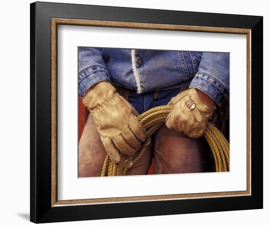 Cowboy and Rope, Ponderosa Ranch, Seneca, Oregon, USA-Darrell Gulin-Framed Photographic Print