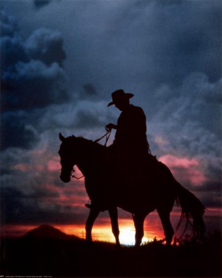 Cowboy and Sunset Art Print by Ewing Galloway | Art.com