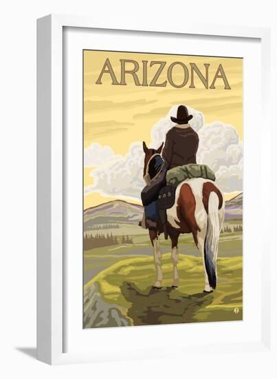 Cowboy - Arizona-Lantern Press-Framed Art Print