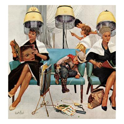 Cowboy Asleep In Beauty Salon May 6 1961 Giclee Print Kurt Ard Art Com