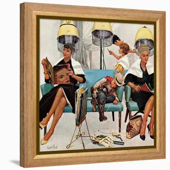 "Cowboy Asleep in Beauty Salon," May 6, 1961-Kurt Ard-Framed Premier Image Canvas