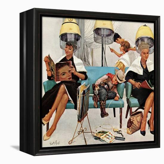 "Cowboy Asleep in Beauty Salon," May 6, 1961-Kurt Ard-Framed Premier Image Canvas