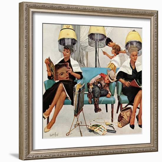 "Cowboy Asleep in Beauty Salon," May 6, 1961-Kurt Ard-Framed Giclee Print