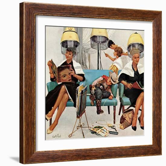 "Cowboy Asleep in Beauty Salon," May 6, 1961-Kurt Ard-Framed Giclee Print