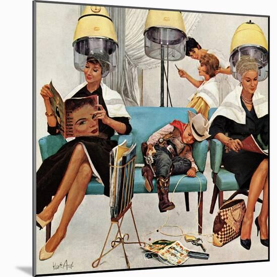 "Cowboy Asleep in Beauty Salon," May 6, 1961-Kurt Ard-Mounted Giclee Print