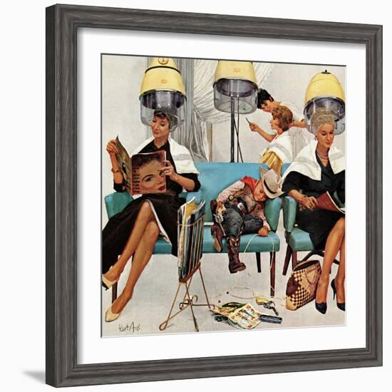 "Cowboy Asleep in Beauty Salon," May 6, 1961-Kurt Ard-Framed Premium Giclee Print