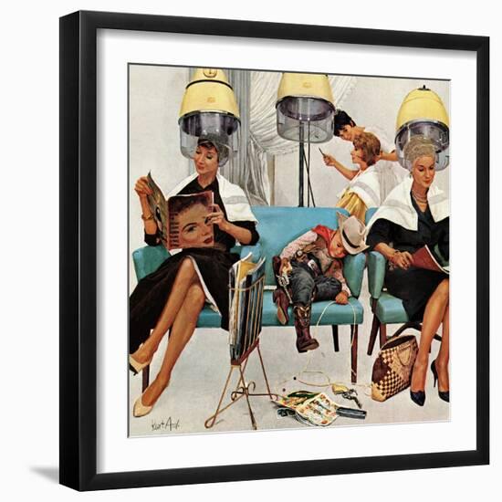 "Cowboy Asleep in Beauty Salon," May 6, 1961-Kurt Ard-Framed Premium Giclee Print