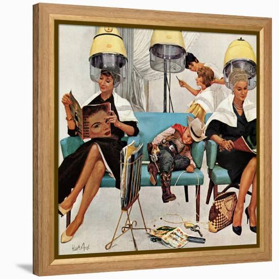 "Cowboy Asleep in Beauty Salon," May 6, 1961-Kurt Ard-Framed Premier Image Canvas