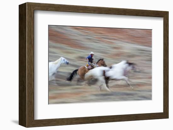 Cowboy at Full Gallop in Motion-Terry Eggers-Framed Photographic Print