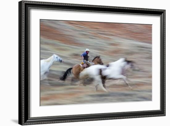 Cowboy at Full Gallop in Motion-Terry Eggers-Framed Photographic Print