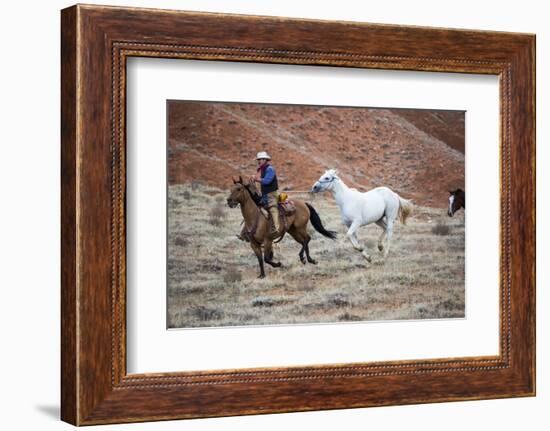 Cowboy at Full Gallop-Terry Eggers-Framed Photographic Print