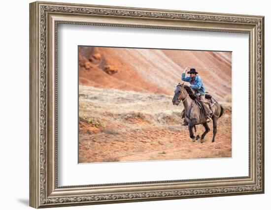 Cowboy at Full Gallop-Terry Eggers-Framed Photographic Print