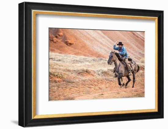 Cowboy at Full Gallop-Terry Eggers-Framed Photographic Print