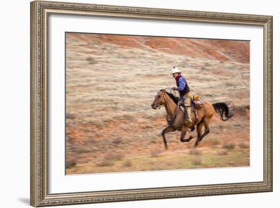 Cowboy at Full Gallop-Terry Eggers-Framed Photographic Print