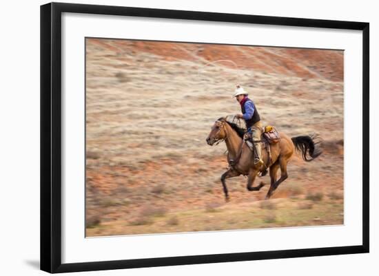 Cowboy at Full Gallop-Terry Eggers-Framed Photographic Print