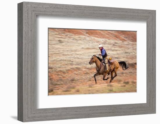 Cowboy at Full Gallop-Terry Eggers-Framed Photographic Print