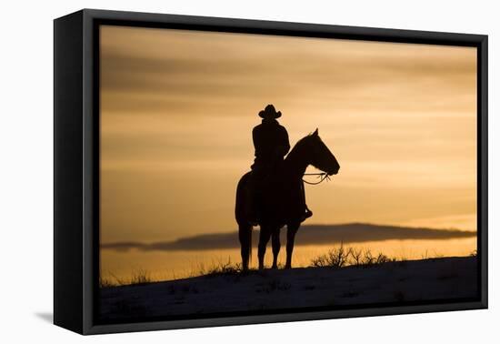 Cowboy at Sunset-Darrell Gulin-Framed Premier Image Canvas