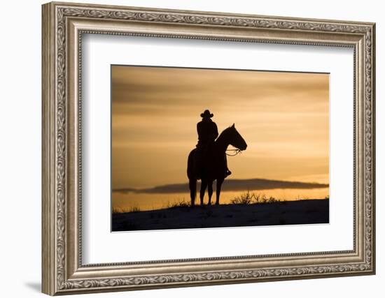 Cowboy at Sunset-Darrell Gulin-Framed Photographic Print