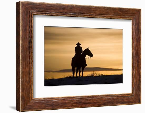 Cowboy at Sunset-Darrell Gulin-Framed Photographic Print