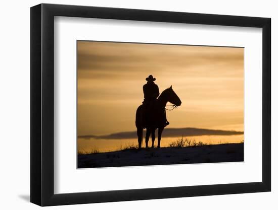 Cowboy at Sunset-Darrell Gulin-Framed Photographic Print