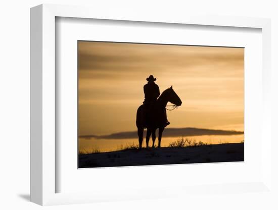 Cowboy at Sunset-Darrell Gulin-Framed Photographic Print