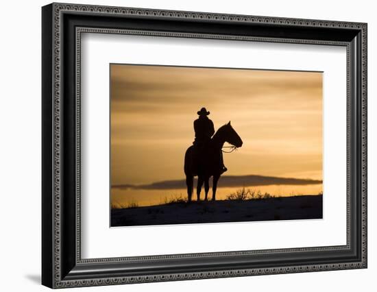 Cowboy at Sunset-Darrell Gulin-Framed Photographic Print