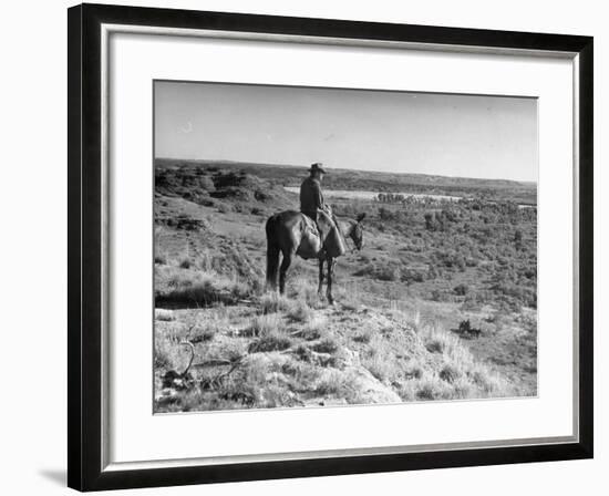 Cowboy at the Matador Ranch in Texas-Hansel Mieth-Framed Premium Photographic Print