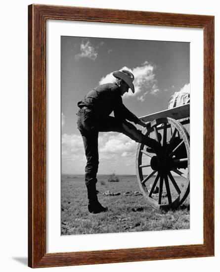 Cowboy at the Matador Ranch in Texas-Hansel Mieth-Framed Premium Photographic Print