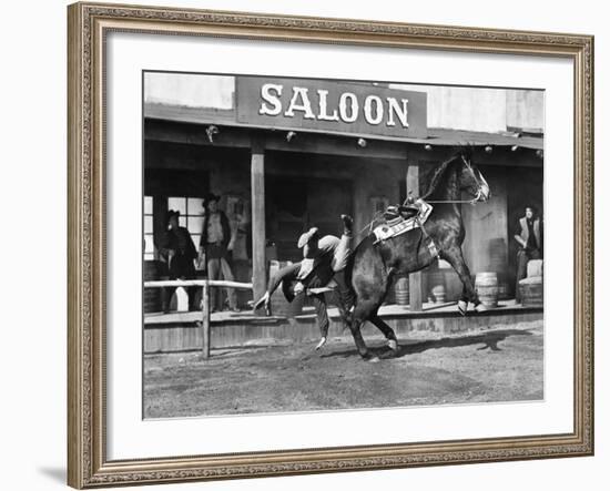 Cowboy Being Thrown Off His Horse-null-Framed Photo