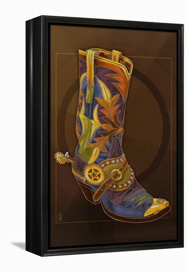 Cowboy Boot-Lantern Press-Framed Stretched Canvas